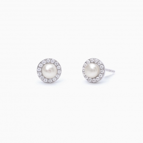Orecchini a lobo in argento perle e zirconi Mabina ref. 563553