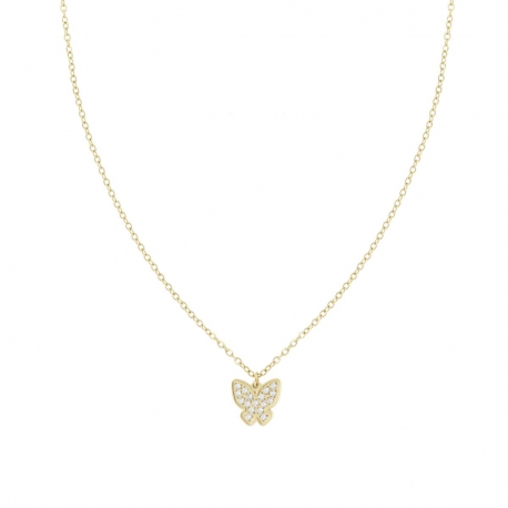 Collana in acciaio dorato con ciondolo farfalla