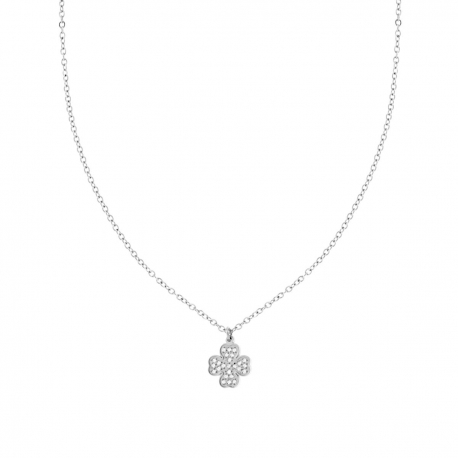 Collana in acciaio con ciondolo quadrifoglio