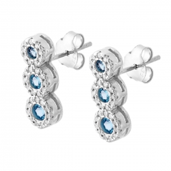 Orecchini trilogy in argento con pietre acquamarina e zirconi bianchi