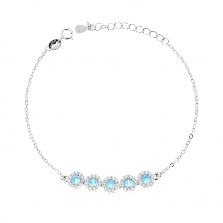 Bracciale in argento con zirconi acquamarina e bianchi