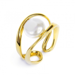 Anello Marlù a doppia fascia dorato con perla 33AN0022GW