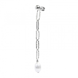 Orecchino pendente Marlù in acciaio silver con perla 33OR0062W