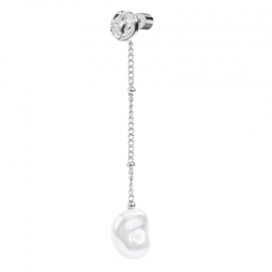 Mono orecchino pendente Marlù in acciaio silver con perla 33OR0064W