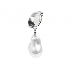 Mono orecchino Marlù in acciaio silver a lobo con perla 33OR0068W