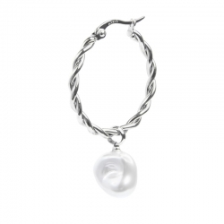 Mono orecchino Marlù in acciaio silver a cerchio con perla 33OR0069W