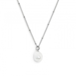 Collana Marlù catena grumetta acciaio silver con perla pendente 33CN0035W