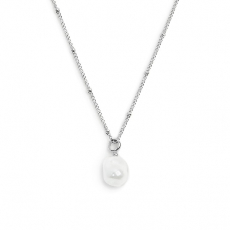 Collana Marlù catena grumetta acciaio silver con perla pendente 33CN0035W