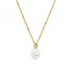 Collana Marlù catena grumetta acciaio dorato con perla pendente 33CN0035GW