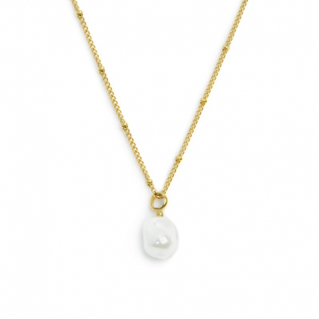 Collana Marlù catena grumetta acciaio dorato con perla pendente 33CN0035GW