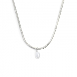 Collana Marlù in acciaio silver catena snake e perla 33CN0034W