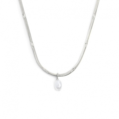 Collana Marlù in acciaio silver catena snake e perla 33CN0034W