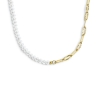 Collana Marlù acciaio dorato catena figaro e perle 33CN0031GW