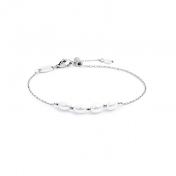Bracciale Marlù catena cross acciaio silver e perle 33BR0045W
