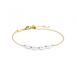 Bracciale Marlù catena cross acciaio dorato e perle 33BR0045GW
