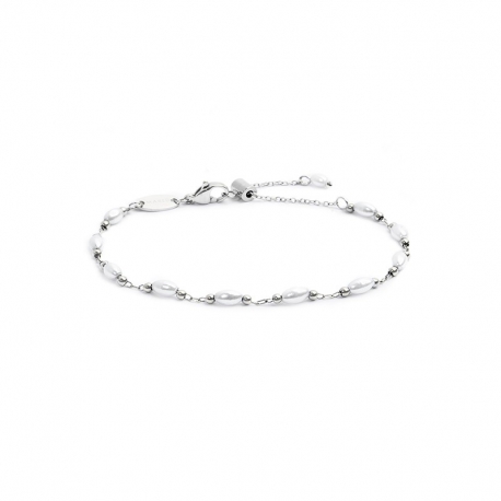 Bracciale Marlù catena acciaio silver con perle 33BR0048W