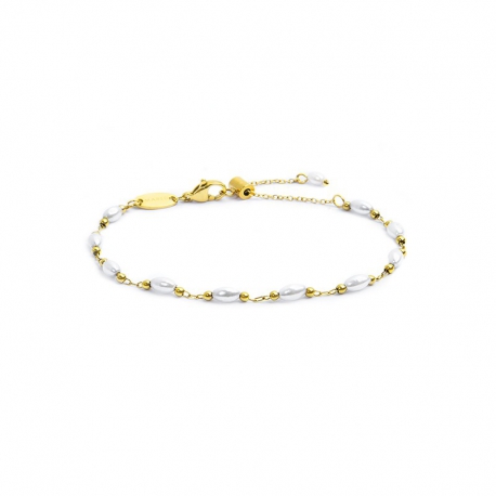 Bracciale Marlù catena acciaio dorato con perle 33BR0048GW