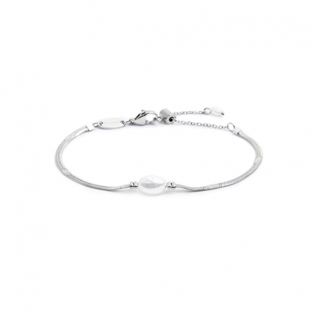 Bracciale Marlù catena snake acciaio silver e perla 33BR0049W