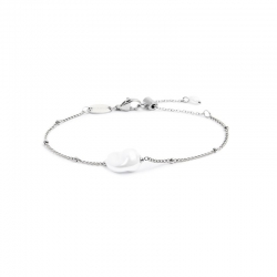 Bracciale Marlù catena grumetta acciaio silver e perla 33BR0050W