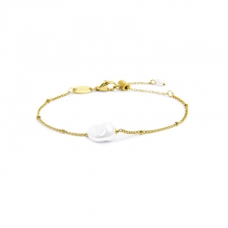 Bracciale Marlù catena grumetta acciaio dorato e perla 33BR0050GW