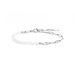 Bracciale Marlù catena figaro acciaio silver e perle 33BR0046W