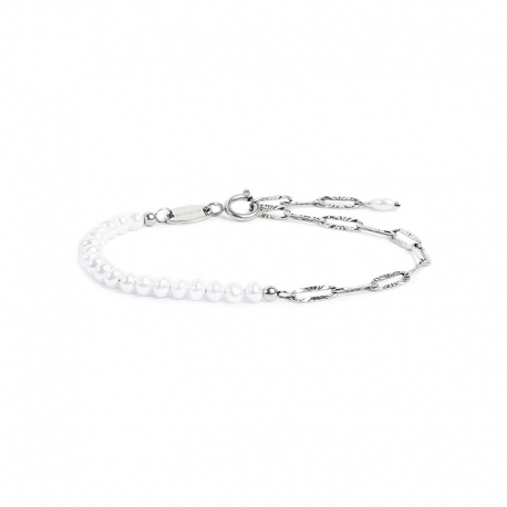Bracciale Marlù catena figaro acciaio silver e perle 33BR0046W