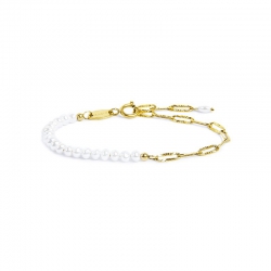 Bracciale Marlù catena figaro acciaio dorato e perle 33BR0046GW