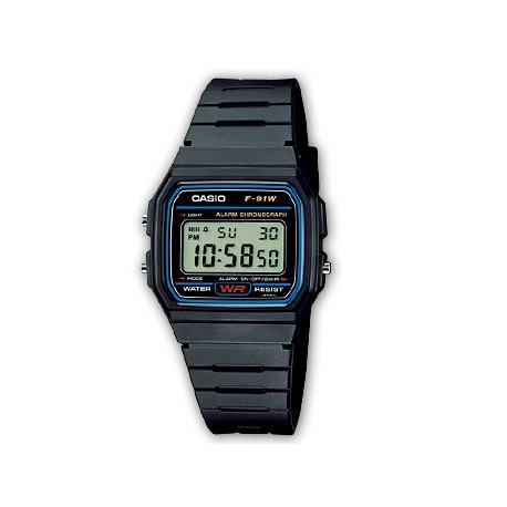 CASIO F-91W-1YER GOMMA NERO