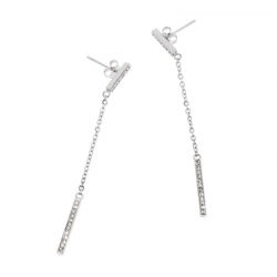 Orecchini donna Marlù in acciaio con barretta e strass ref. 2OR0035