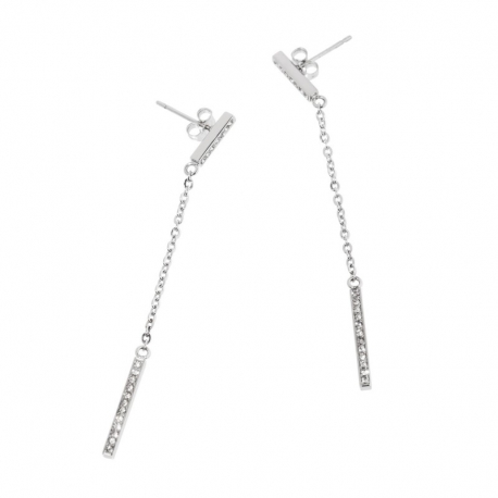 Orecchini donna Marlù in acciaio con barretta e strass ref. 2OR0035