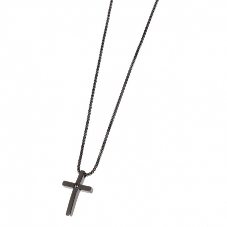 Collana uomo Marlù con ciondolo croce nera ref.4CN1623N