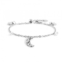Bracciale Marlù in acciaio con luna e stelle pendenti 33BR0008