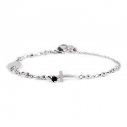 Bracciale Marlù rosario con croce in acciaio 33BR0001