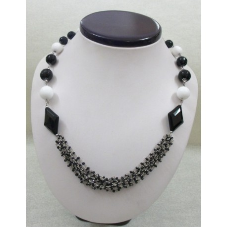 COLLANA DI PIETRE DURE AGATA BIANCA E ONICE