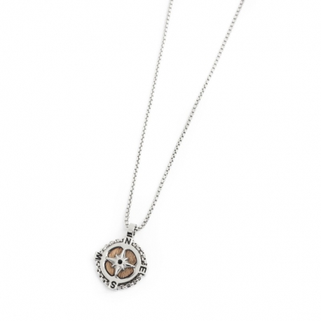 Collana uomo Marlù con ciondolo rosa dei venti 4CN1625M