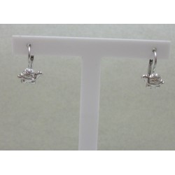 ORECCHINI IN ORO BIANCO 18KT 750/°°° MONACHELLA BIMBA GR.1,8 SOGGETTO TARTARUGA