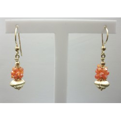 ORECCHINI IN ORO 18KT 750/°°° GIALLO CON PIETRE DI CORNIOLA PENDENTI