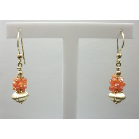 ORECCHINI IN ORO 18KT 750/°°° GIALLO CON PIETRE DI CORNIOLA PENDENTI