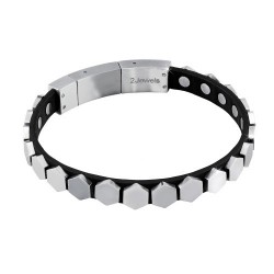 2JEWELS BRACCIALE UOMO IN ACCIAIO E PELLE MODELLO HEXAGON 231342